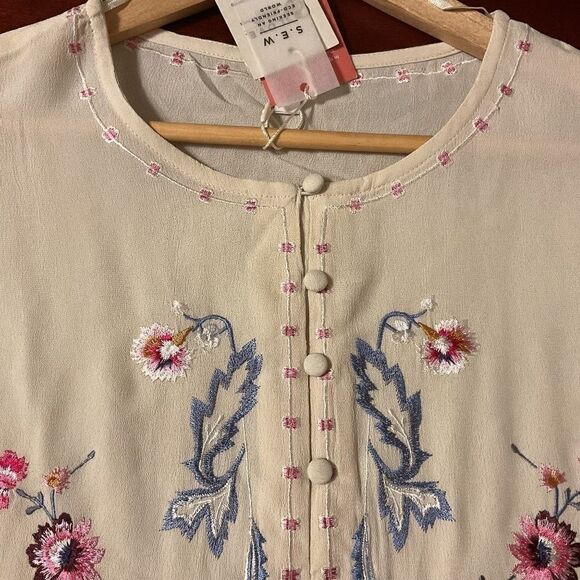 NWT Monsoon TOBY embroidered top in sustainable viscose ivory SIZE US XL - Picture 6 of 14